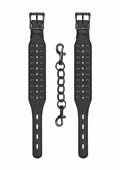 Skulls and Bones Ankle Cuffs with Spikes Black